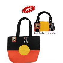 Bag cotton with magnetic closure clip Aboriginal flag 50 x 38 x 10cm,Perfect for NAIDOC and all other indigenous celebrations