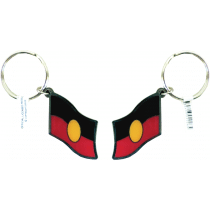 Key ring metal 2 sided design Aboriginal flag 40 x 30mm-Perfect for NAIDOC and all other indigenous celebrations-Official licensed product